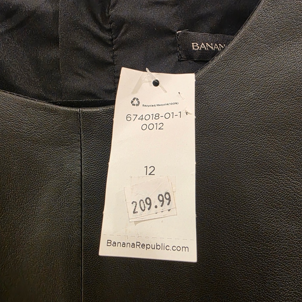 Banana Republic Dress Womens Size 12 Black Lamb Leather Front Shift Pockets - Picture 3 of 14